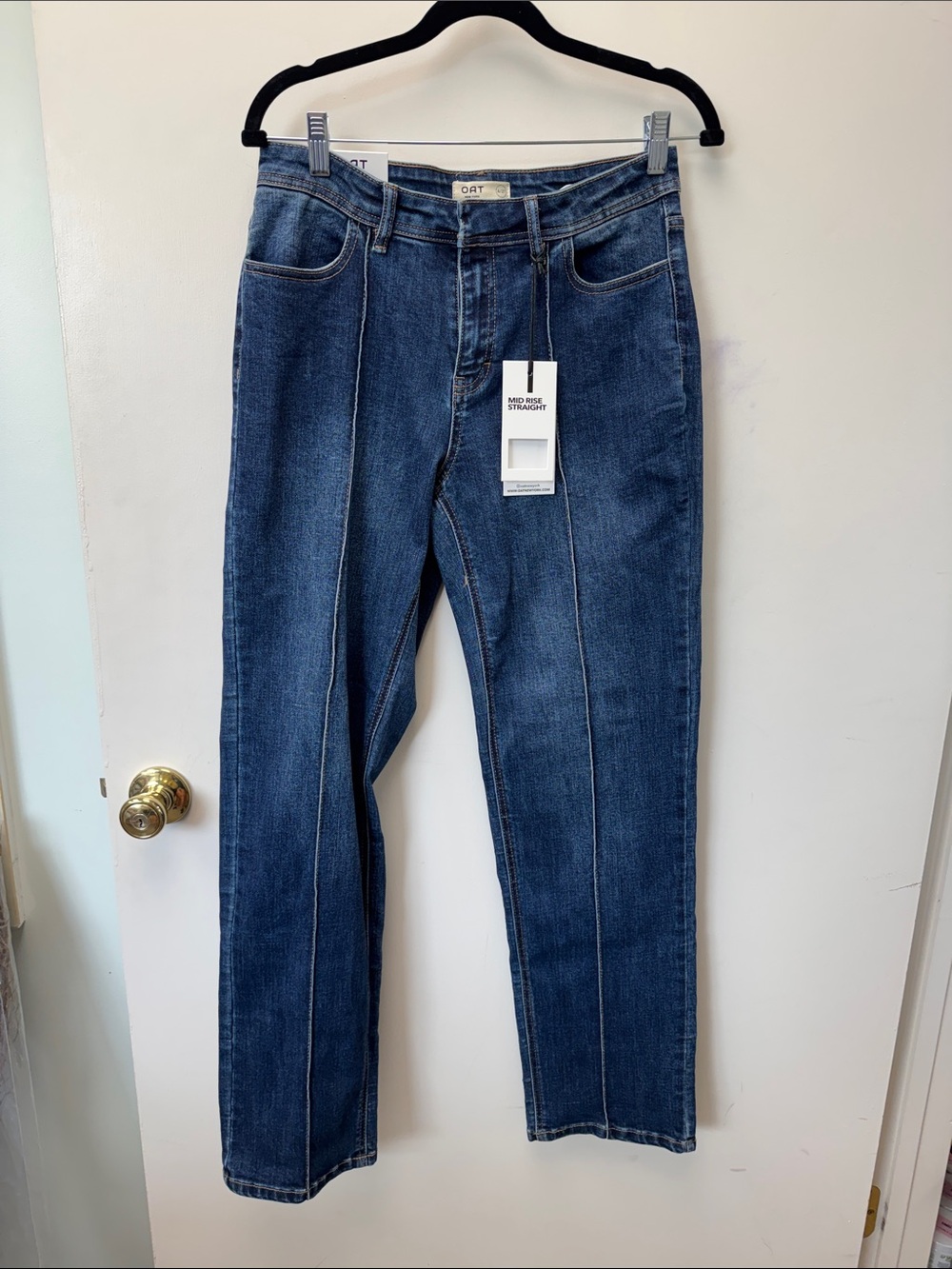 Oat New York Indigo Straight Leg Jeans with Center Seams